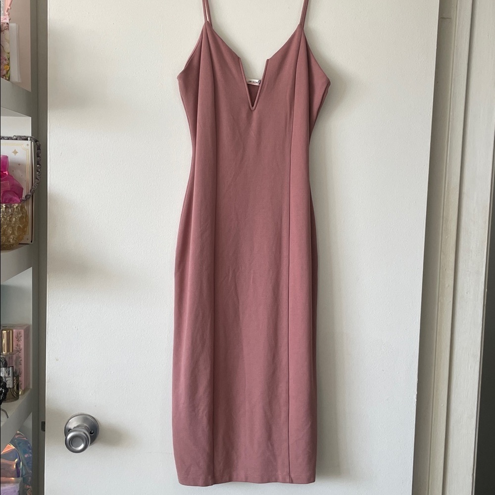 Love Culture|Deep Plunge Soft Girl Bodycon Midi Dress|Medium|Like New